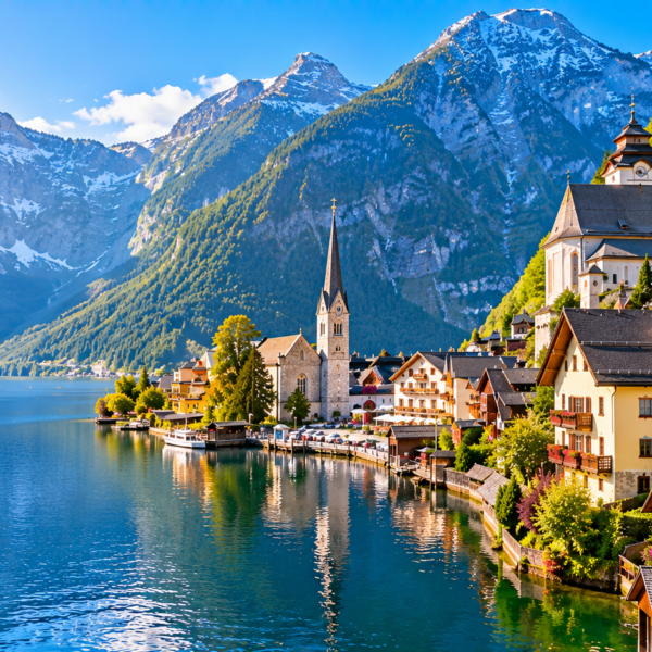 Europe Travel Guide, Alpine Lakeside Village Panorama
