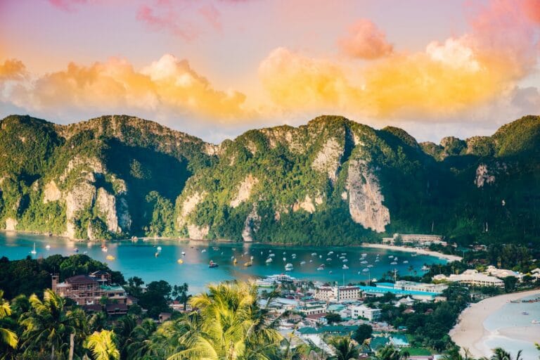 thailand travel guide aerial photography of body of water surrounded with mountains