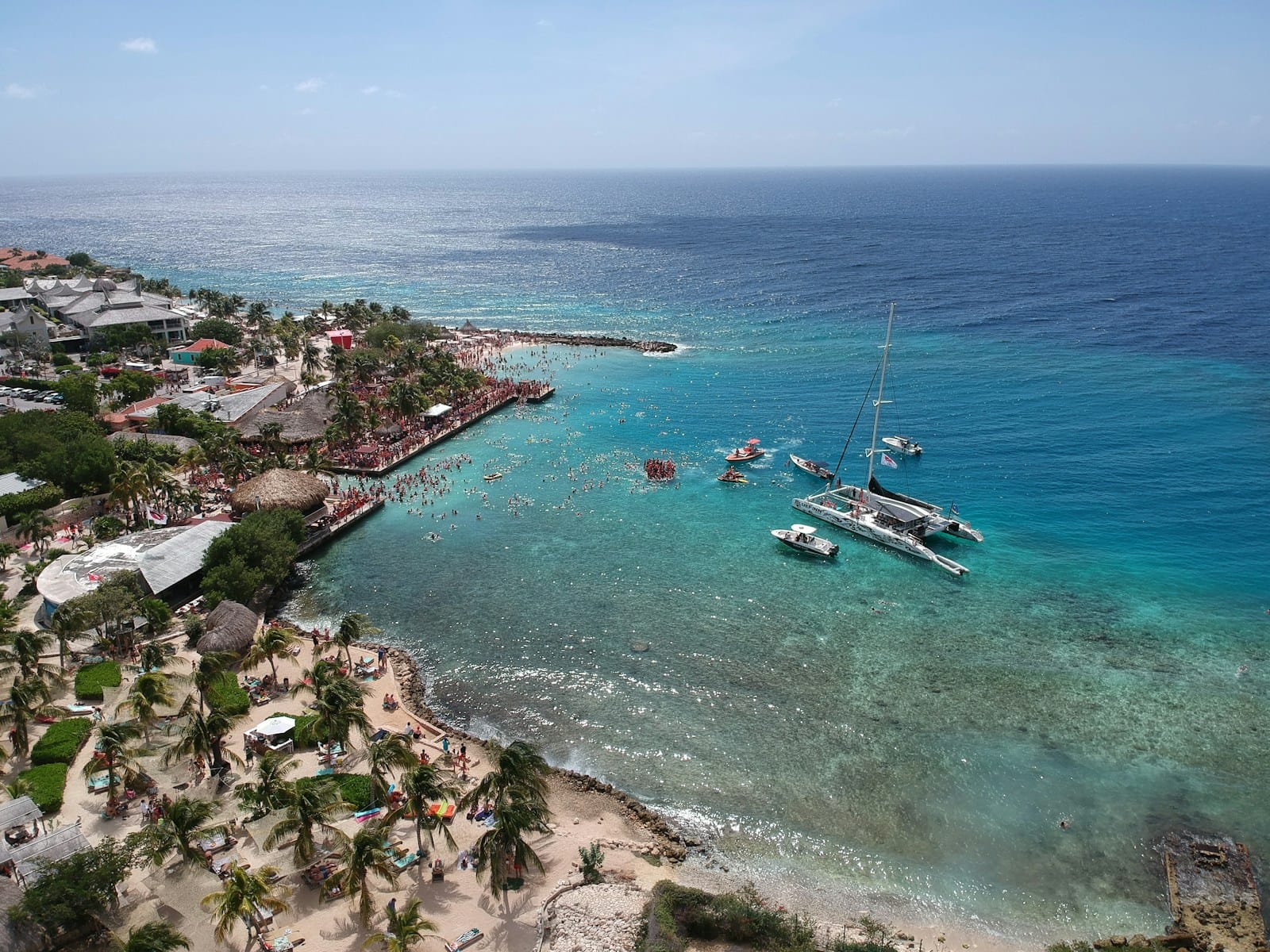Curacao Tours aerial view of white boat on sea during daytime