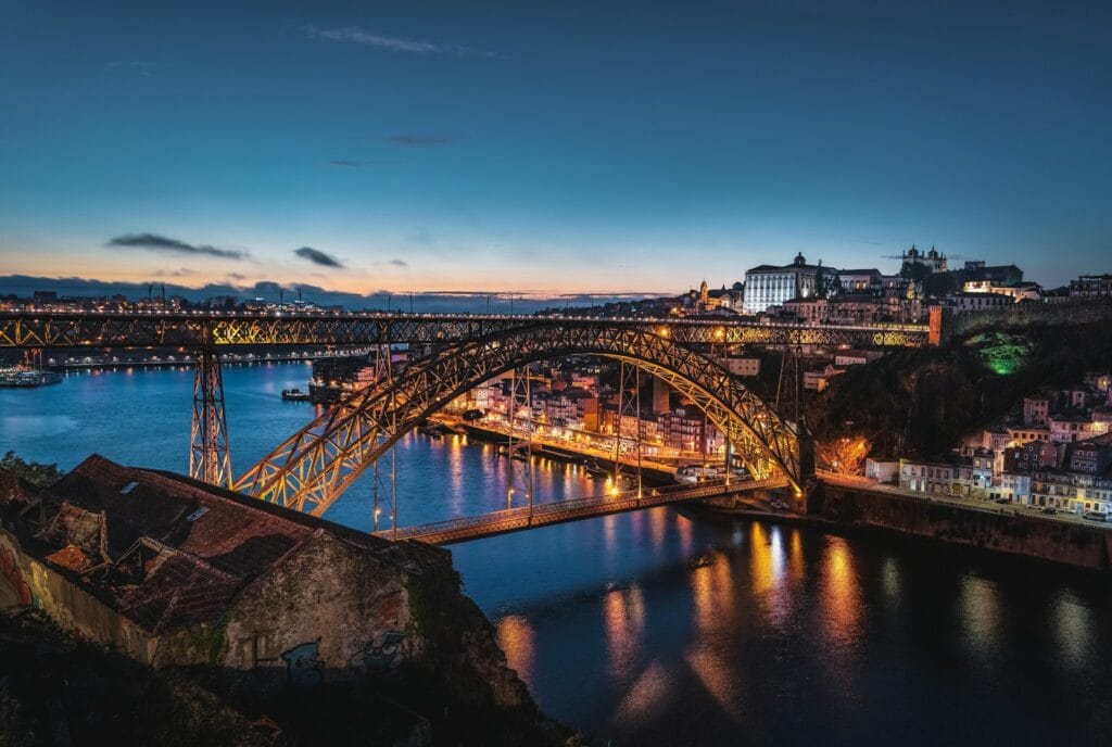 Portugal Travel Guide brown bridge with light