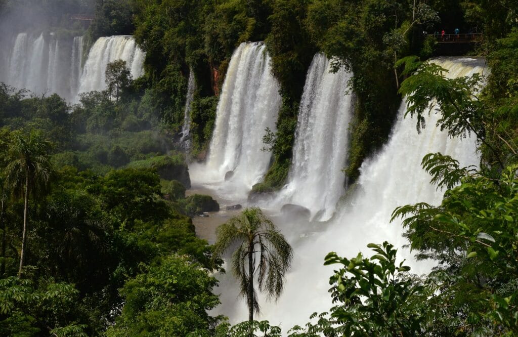 iguazu waterfalls argentina in the middle of green trees