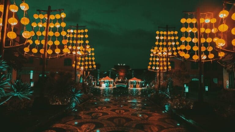 vietnam travel guide Hoi An Ancient Town a street with a lot of lights on it