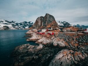 norway travel guide aerial view of body of water near rock formation