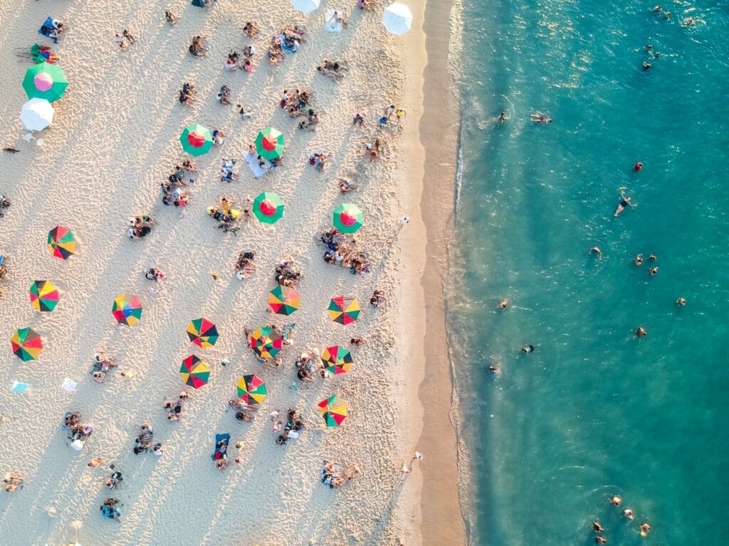 Miami Tours, bird's eye view photo of people on beach