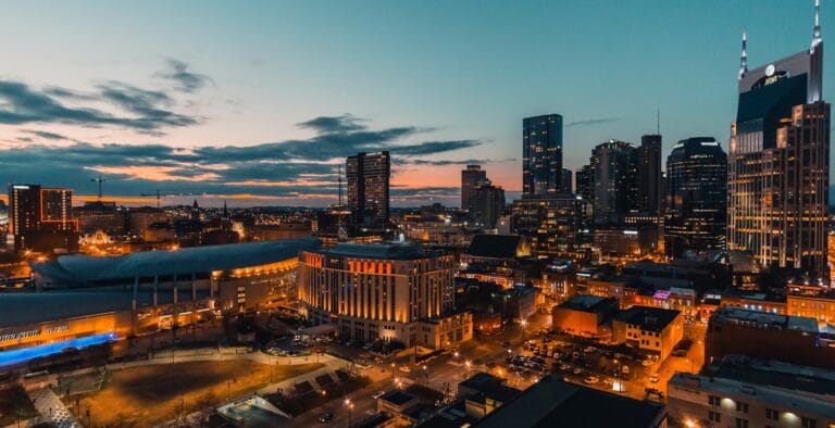 nashville travel guide city lights during dawn