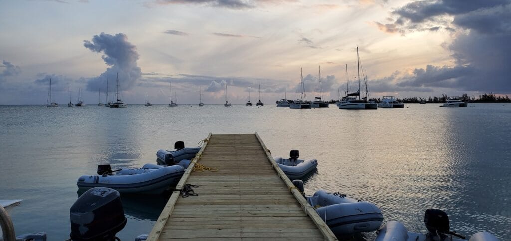 Anegada a boat dock with several boats in the water