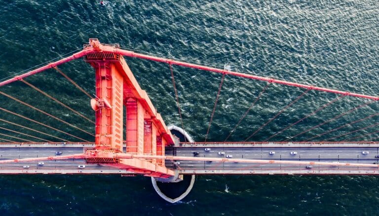 san francisco travel guide aerial view of Golden Gate Bridge