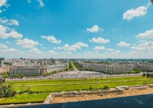 romania travel guide, a view of a city from a tall building