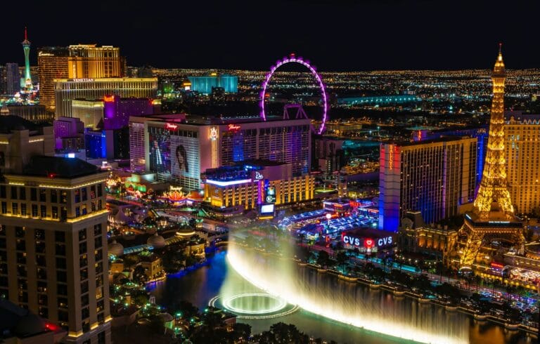 USA tour city with lights turned on during night time