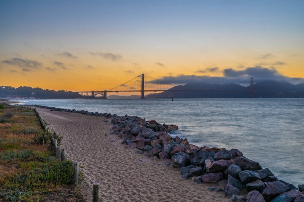 San Francisco Travel Guide a view of the golden gate bridge from the beach