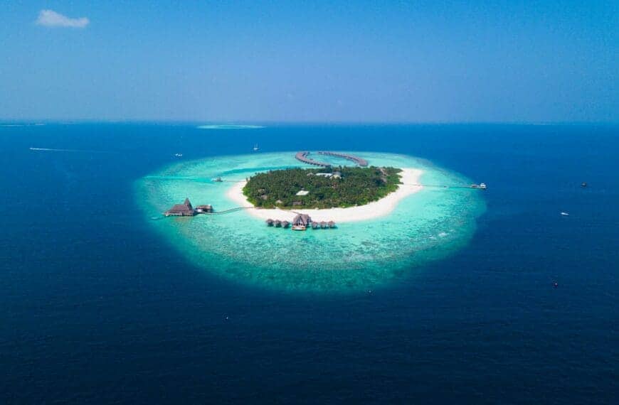 blue paradises island surrounded with water with trees