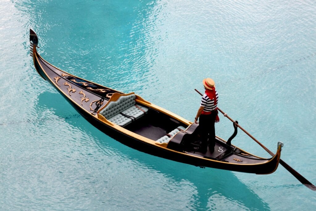 Gondola Rides at The Venetian Tours person on boat