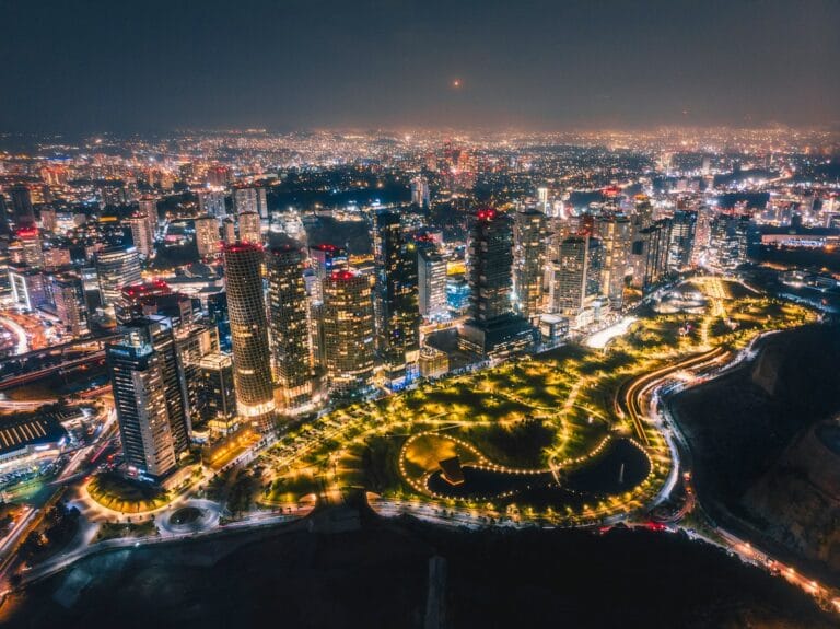 Mexico City Tours aerial view of city buildings during night time