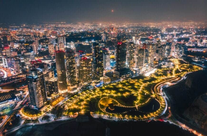 Mexico City Tours aerial view of city buildings during night time