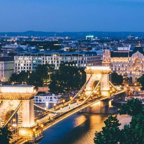 Hungary Travel Guide landscape photo of bridge with lights