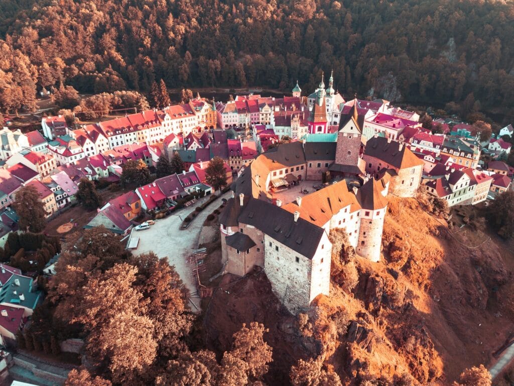 Czech Republic travel guide bird's eye view of towm