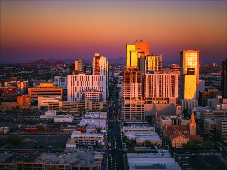 Phoenix Tours A view of a city with tall buildings