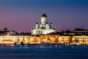 Finland Travel Guide temple near the ocean during night