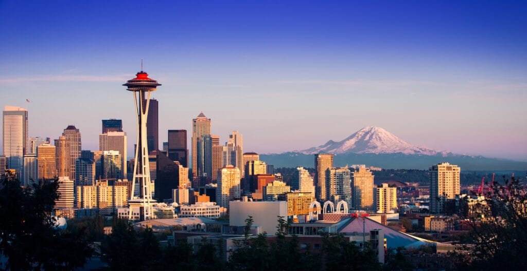 Seattle Tours aerial photography of Seattle skyline