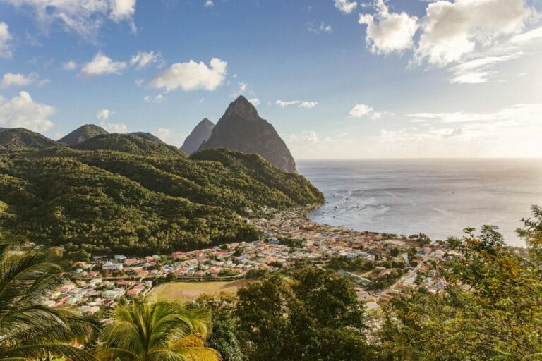 St Lucia Tours green mountain near body of water during daytime
