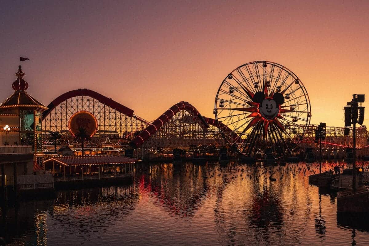 Anaheim Travel Guide a ferris wheel sitting next to a body of water