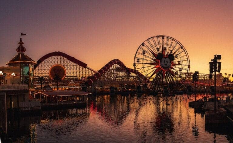 Anaheim Travel Guide a ferris wheel sitting next to a body of water