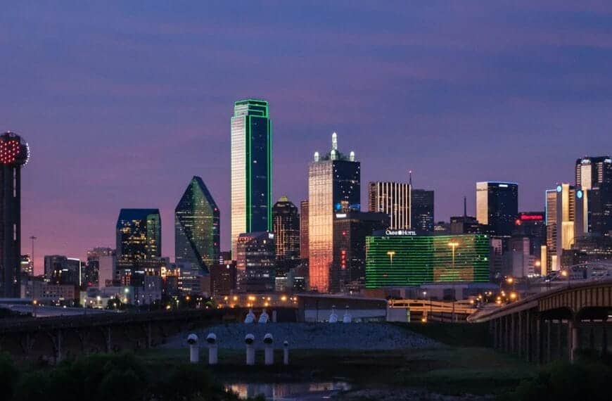 Dallas Travel Guide city skyline during night time