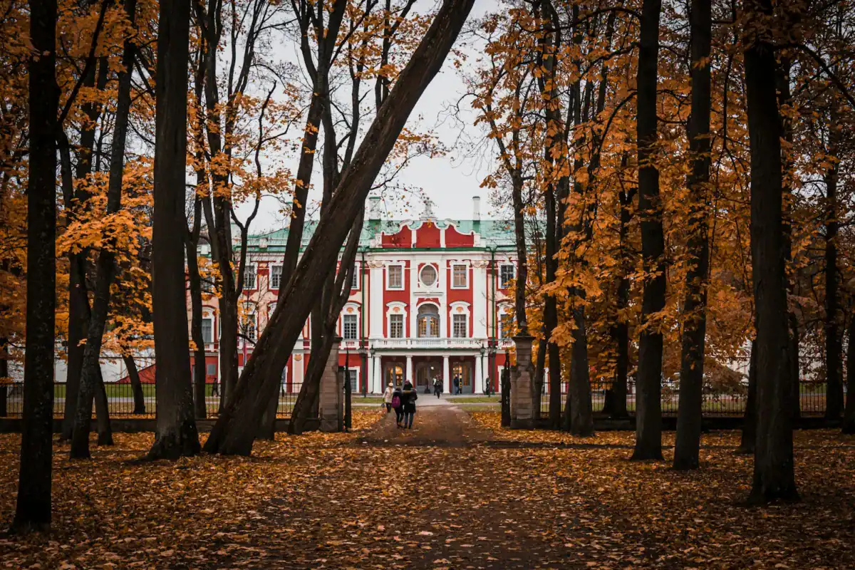 Estonia Tours red and white concrete building near brown trees during daytime