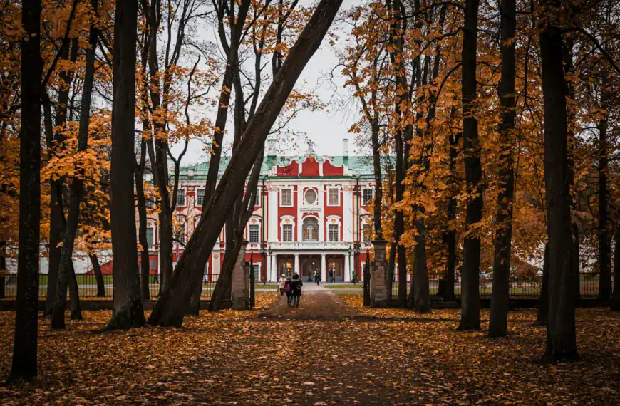 Estonia Tours red and white concrete building near brown trees during daytime