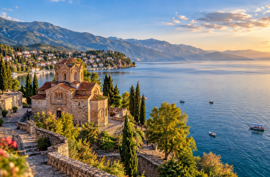 North Macedonia Travel Guide, Byzantine Church Overlooking a Serene Lake