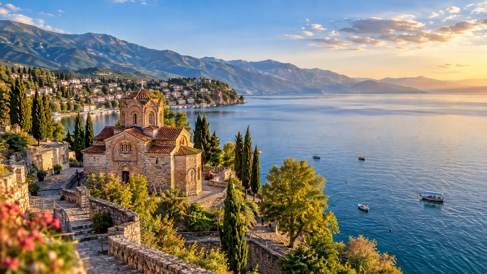 North Macedonia Travel Guide, Byzantine Church Overlooking a Serene Lake