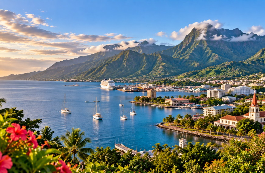 Tahiti Travel Guide, Tahiti Harbor Beneath Mountain Peaks