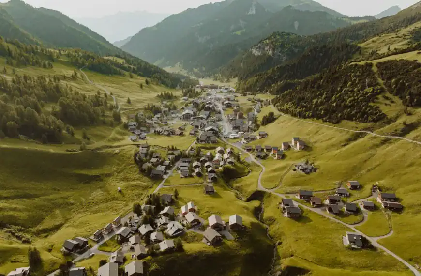 Liechtenstein Travel Guide an aerial view of a village in the mountains