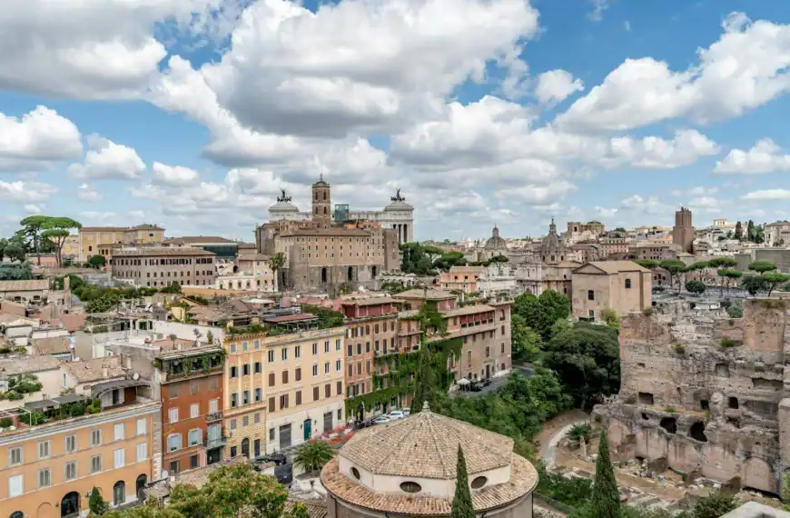 Palatine Hill Attraction a city with a hill and buildings