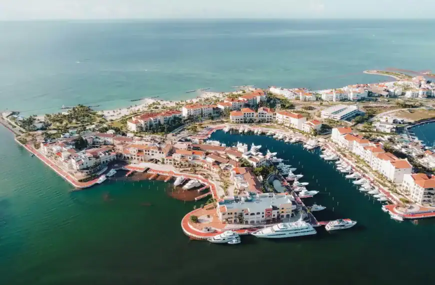 Punta Cana Travel Guide an aerial view of a marina in the middle of the ocean