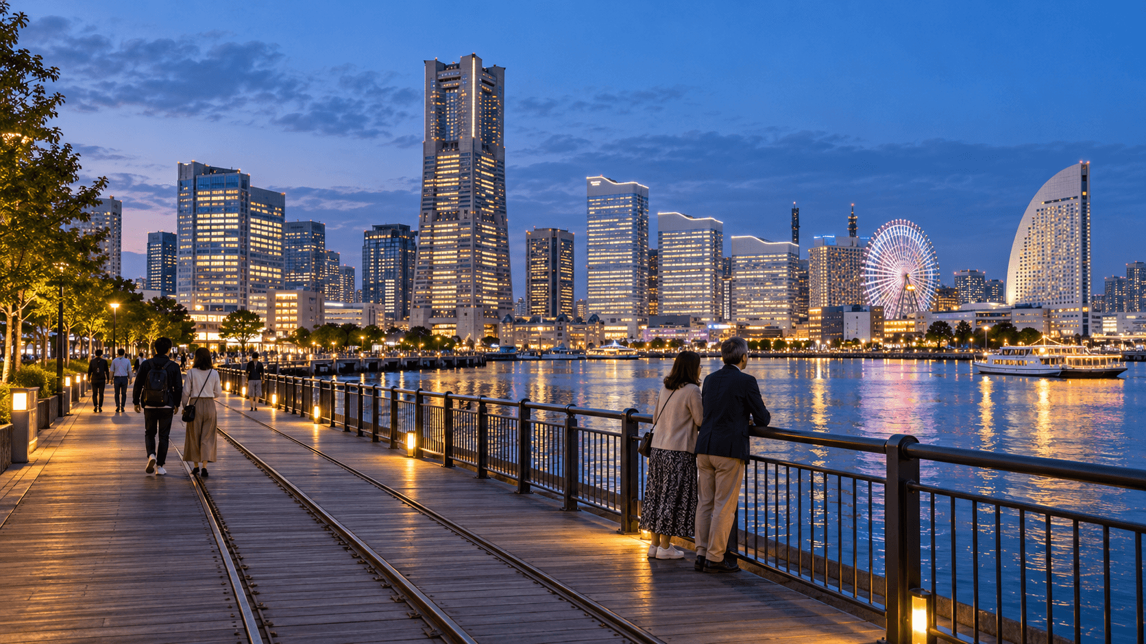 Yokohama travel guide, Blue-hour walk along Yokohama’s Kishamichi Promenade