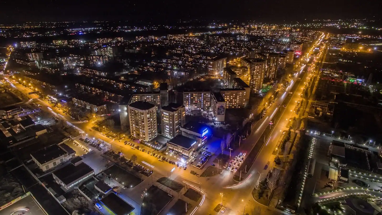 Kyrgyzstan Tours aerial view of city during night time