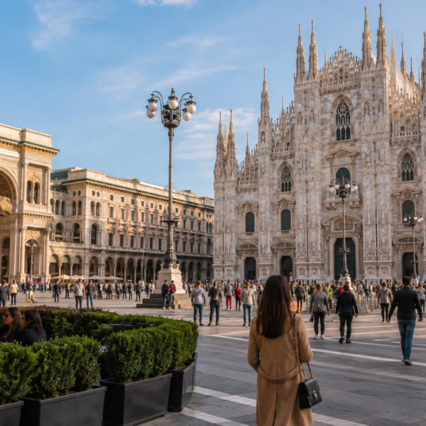 Piazza del Duomo in Milan bustle