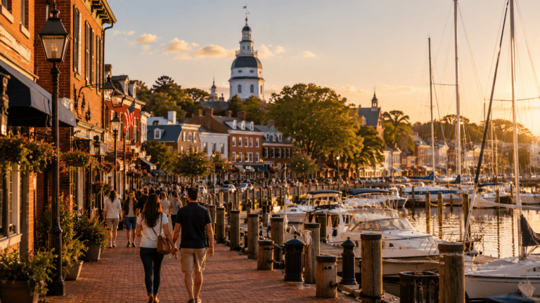 Golden-hour stroll along scenic waterfront