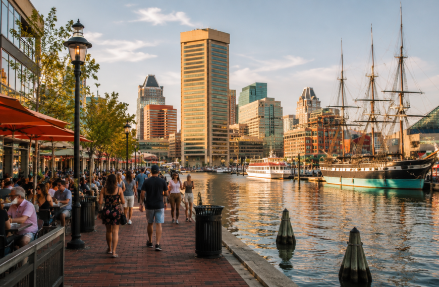 Golden hour at the waterfront promenade